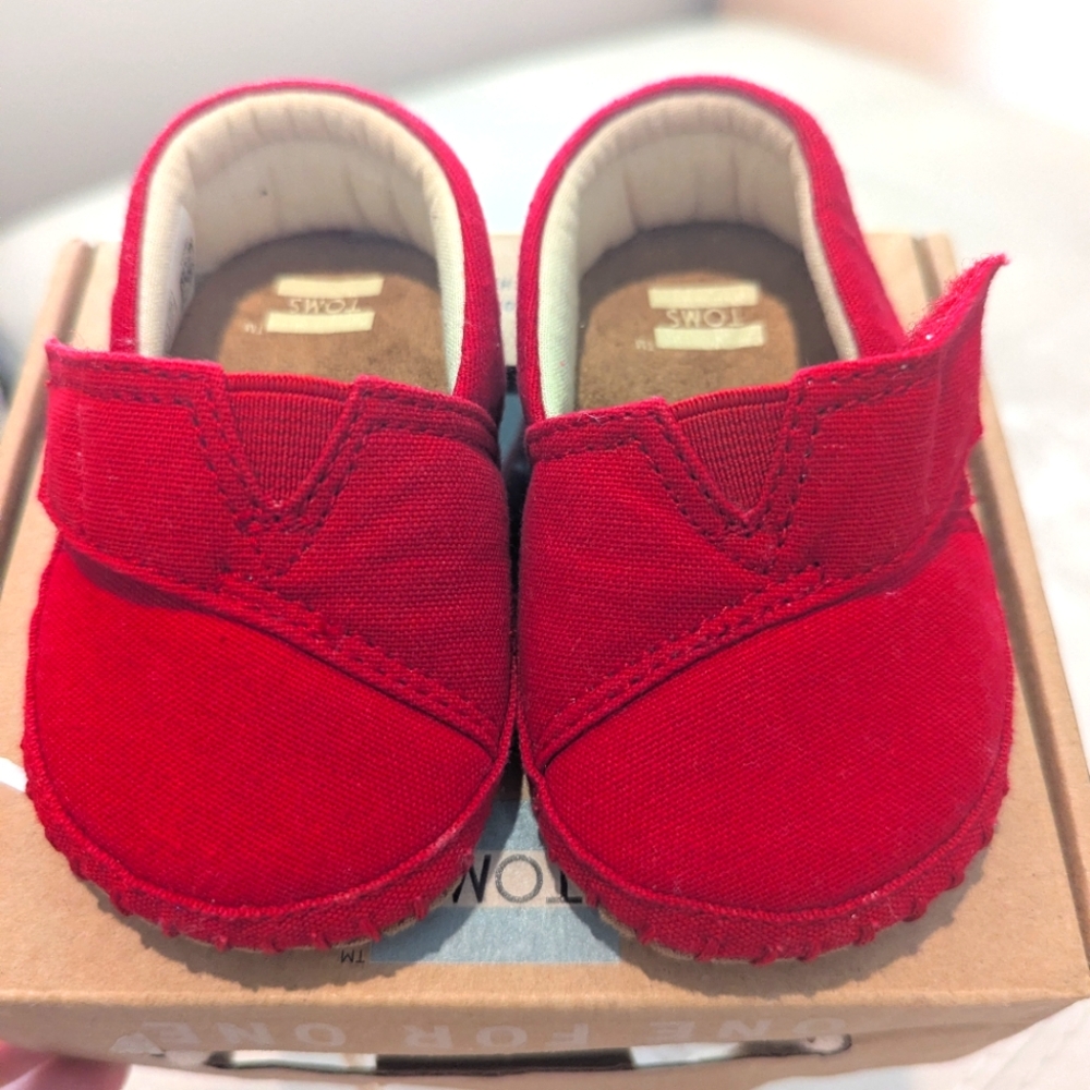TOMS Kids Bright Red Canvas Walkers